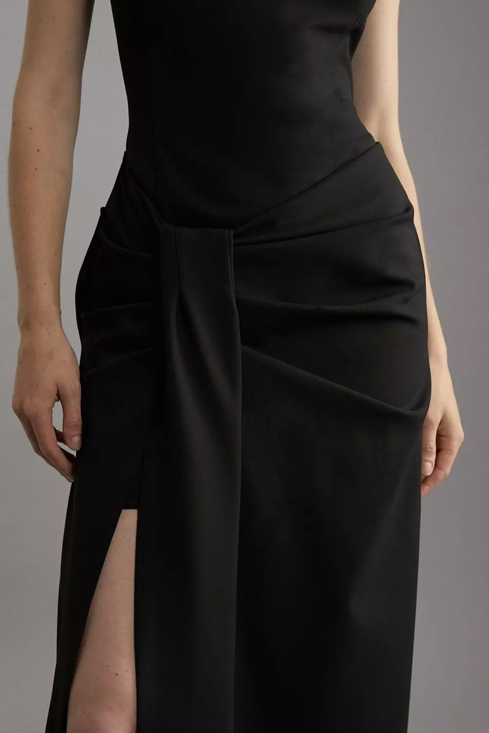 Black Tailored Waist Drape Corset Maxi Dress alternative image