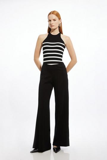 Black Petite Tailored Ponte Slim Flare Leg Pants