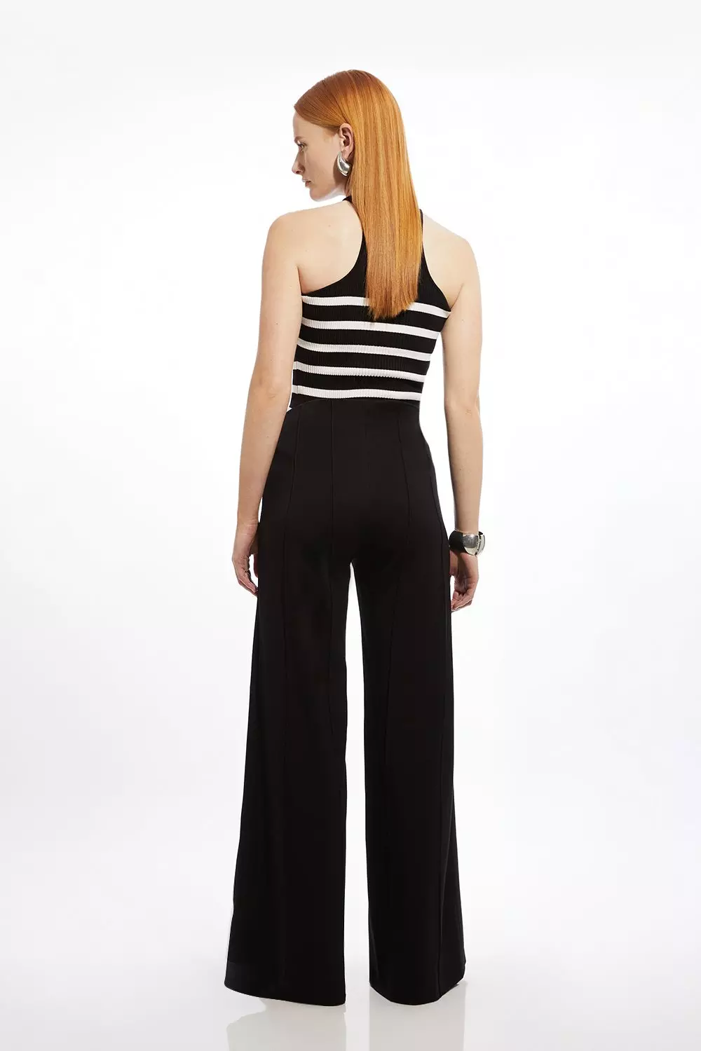 Black Petite Tailored Ponte Slim Flare Leg Pants alternative image