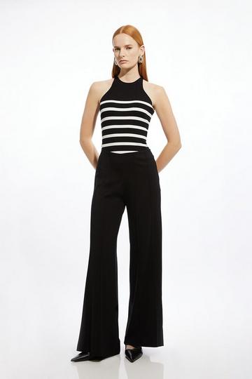 Black Tailored Ponte Slim Flare Leg Trousers