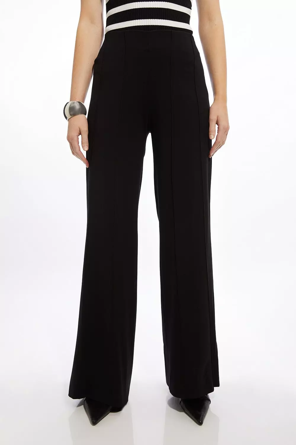 Black Tailored Ponte Slim Flare Leg Trousers alternative image