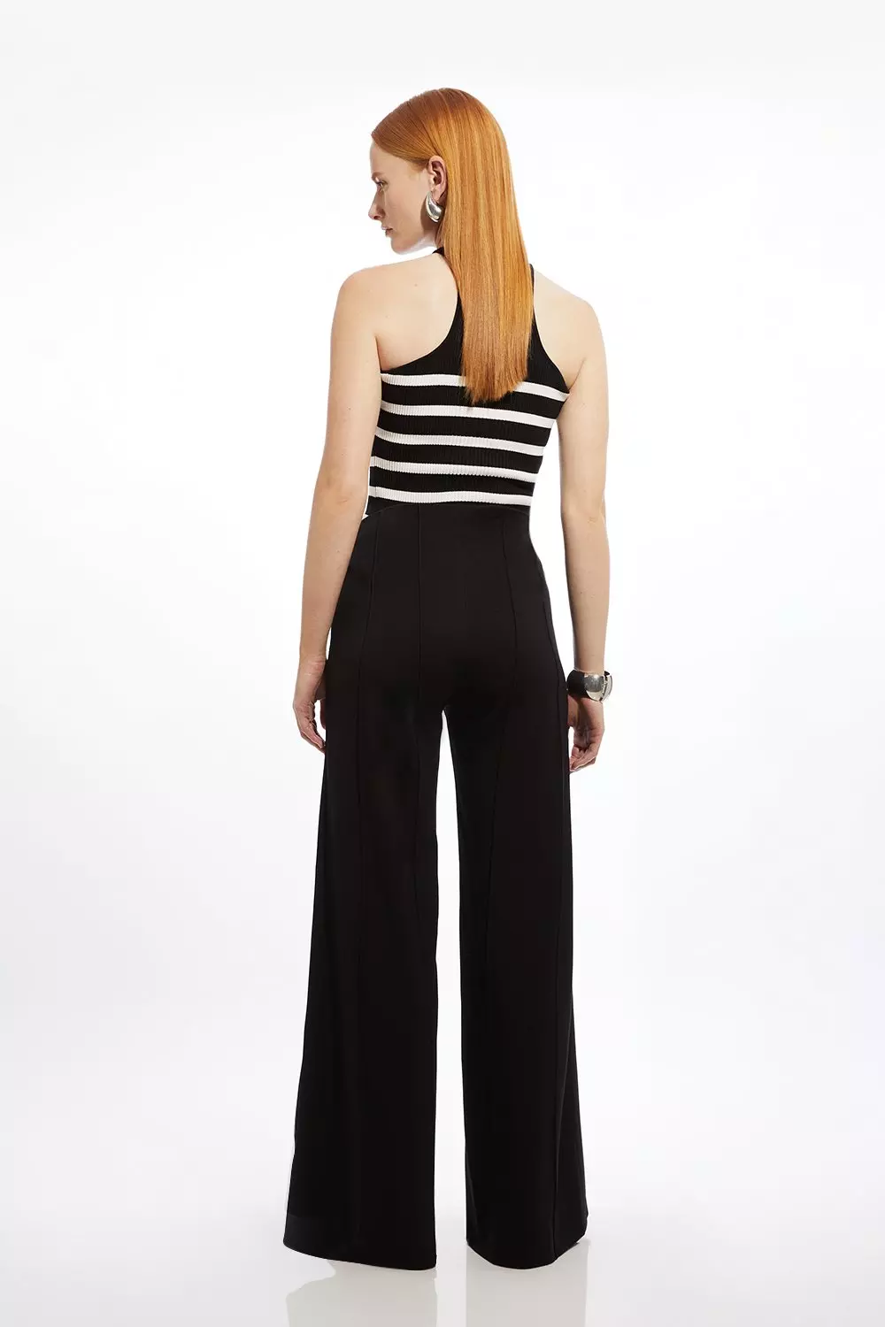 Black Tailored Ponte Slim Flare Leg Trousers alternative image