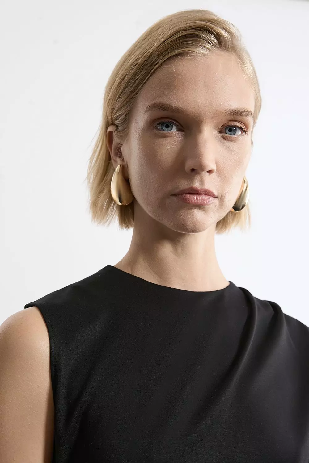 Black Tailored Ponte Asymmetric Drape Top alternative image