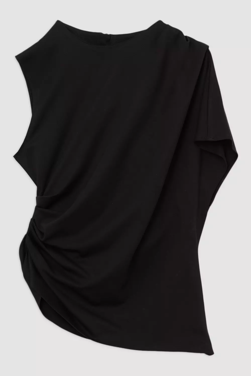 Black Tailored Ponte Asymmetric Drape Top alternative image