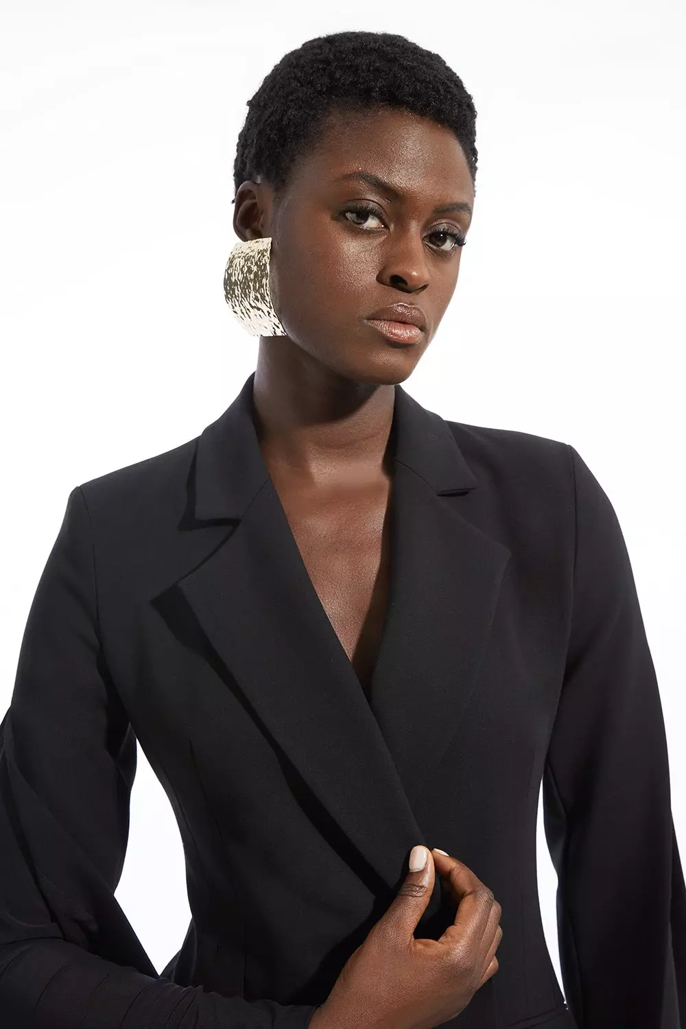 Compact Stretch Mesh Detailed Midi Blazer Dress Karen Millen
