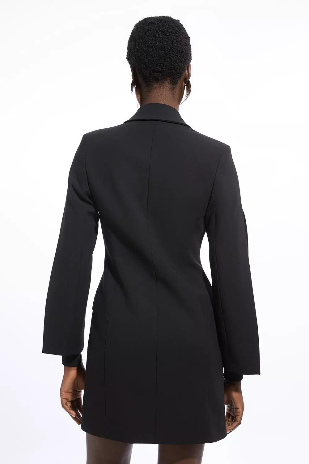 【DEARMINE】Basic Over-fit Blazer Compact Stretch Mesh Detailed Midi Blazer Dress | Karen Millen