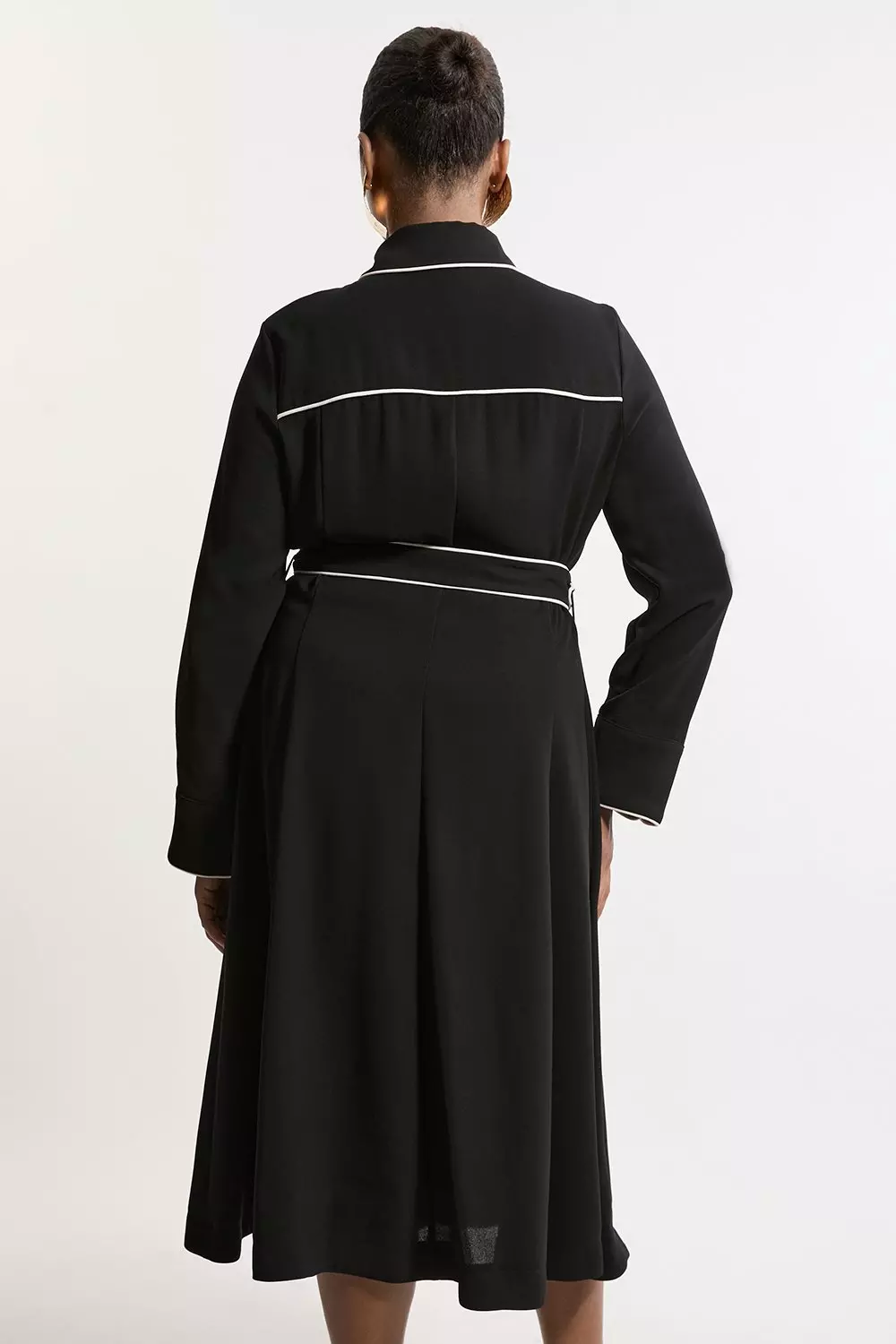 ◆KAREN MILLEN◆ テーラード ラップジャンプスーツ / black Soft Tailored Pipe Detail Sleeved Shirt Dress | Karen Millen