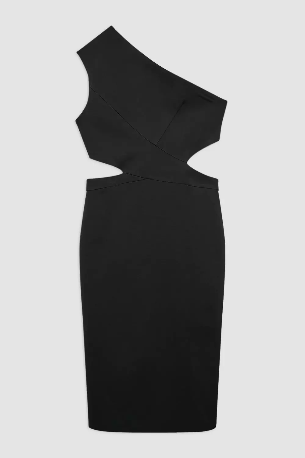 ワンピース PLAIN ABITO MANICHE CORTE MEDI SCOLLO A V (4558V2553 463) Italian Structured Rib One Shoulder Cut Out Waist Midi Dress