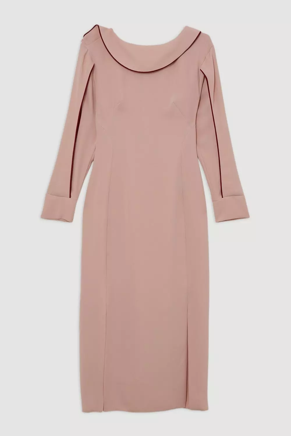 Rose Soft Tailored Tipping Cowl Detail Sleeved Midi Dress alternative image