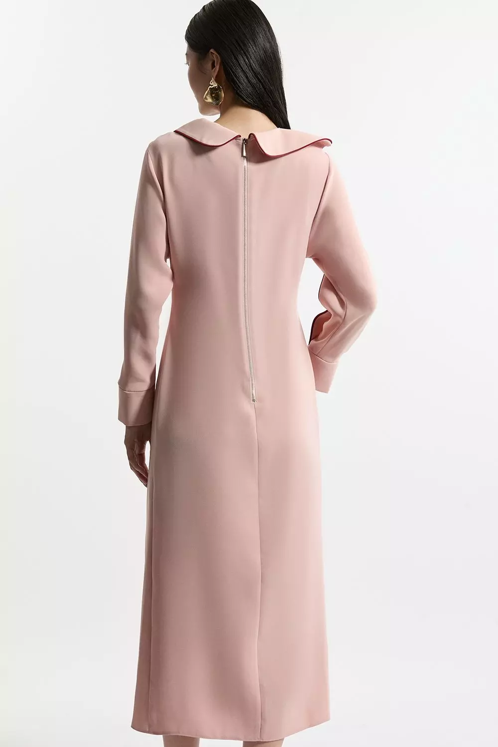 Rose Soft Tailored Tipping Cowl Detail Sleeved Midi Dress alternative image