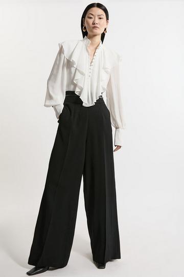 Black Soft Tailored Wide Leg Dress Pants