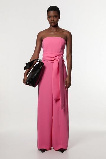 Soft Tailored Color Block Tailored Bandeau Jumpsuit pink