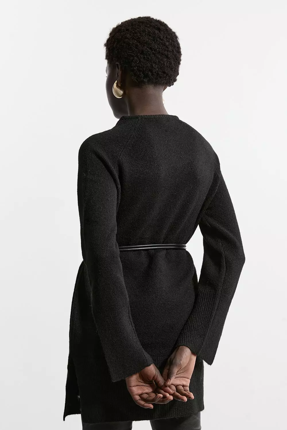 Wool Blend Cosy Tunic With Pu Belt Trim | Karen Millen