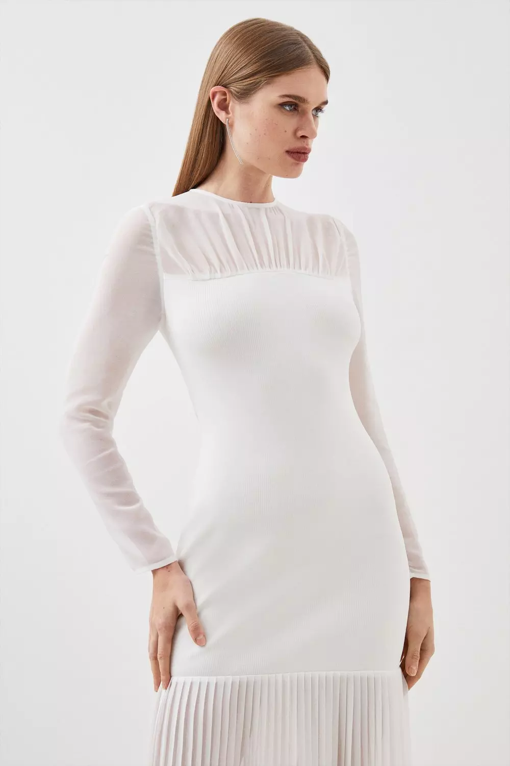 【KAREN MILLEN】バンデージ ニット クロスバック ミニドレス Petite Figure Form Woven Bandage Mix Dress | Karen Millen