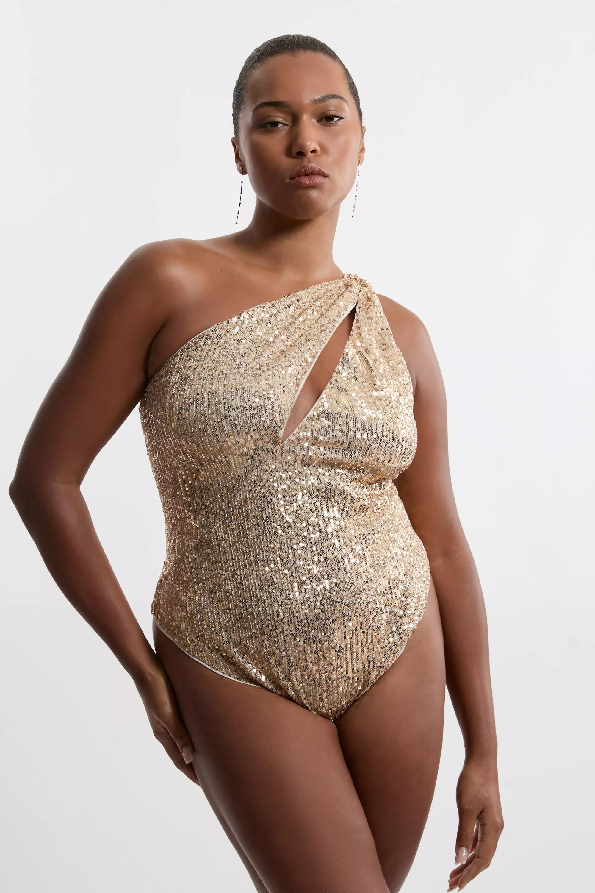 Plus Size Sequin Cut Out Swimsuit Karen Millen