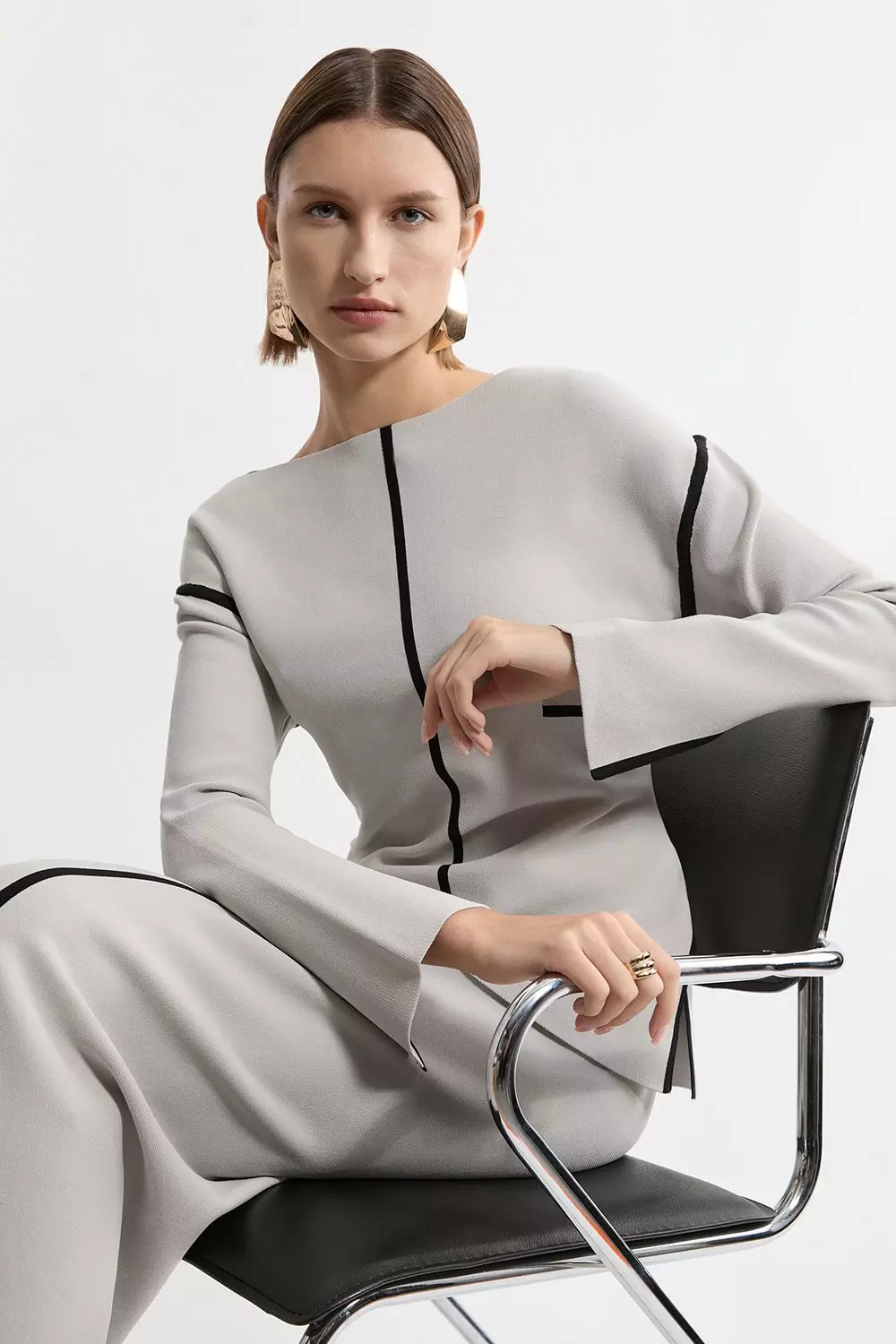 Stone Rounded Sleeve Milano Knit Top alternative image