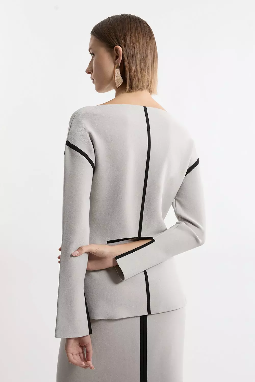 Stone Rounded Sleeve Milano Knit Top alternative image