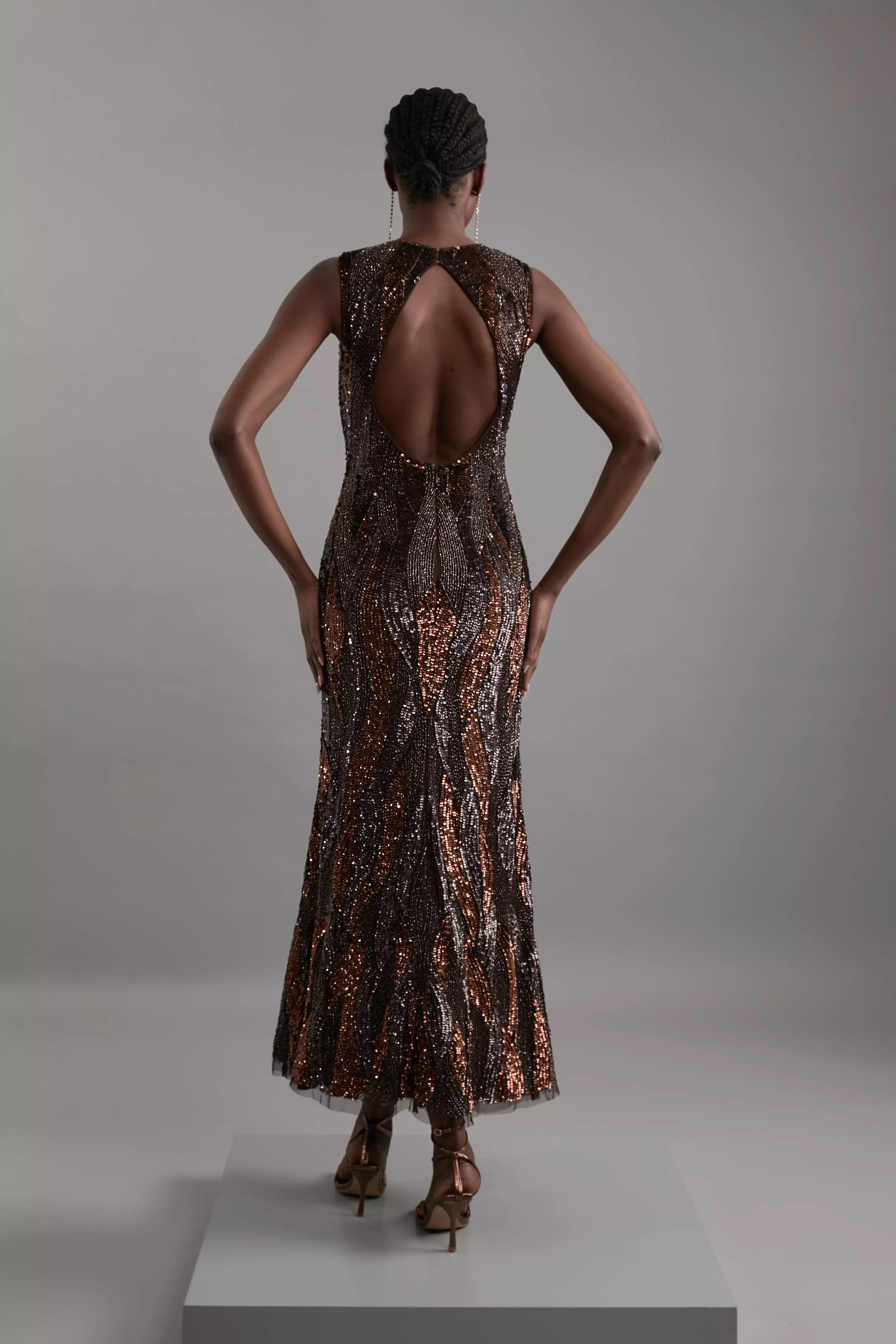 Embellished plunge dress deals