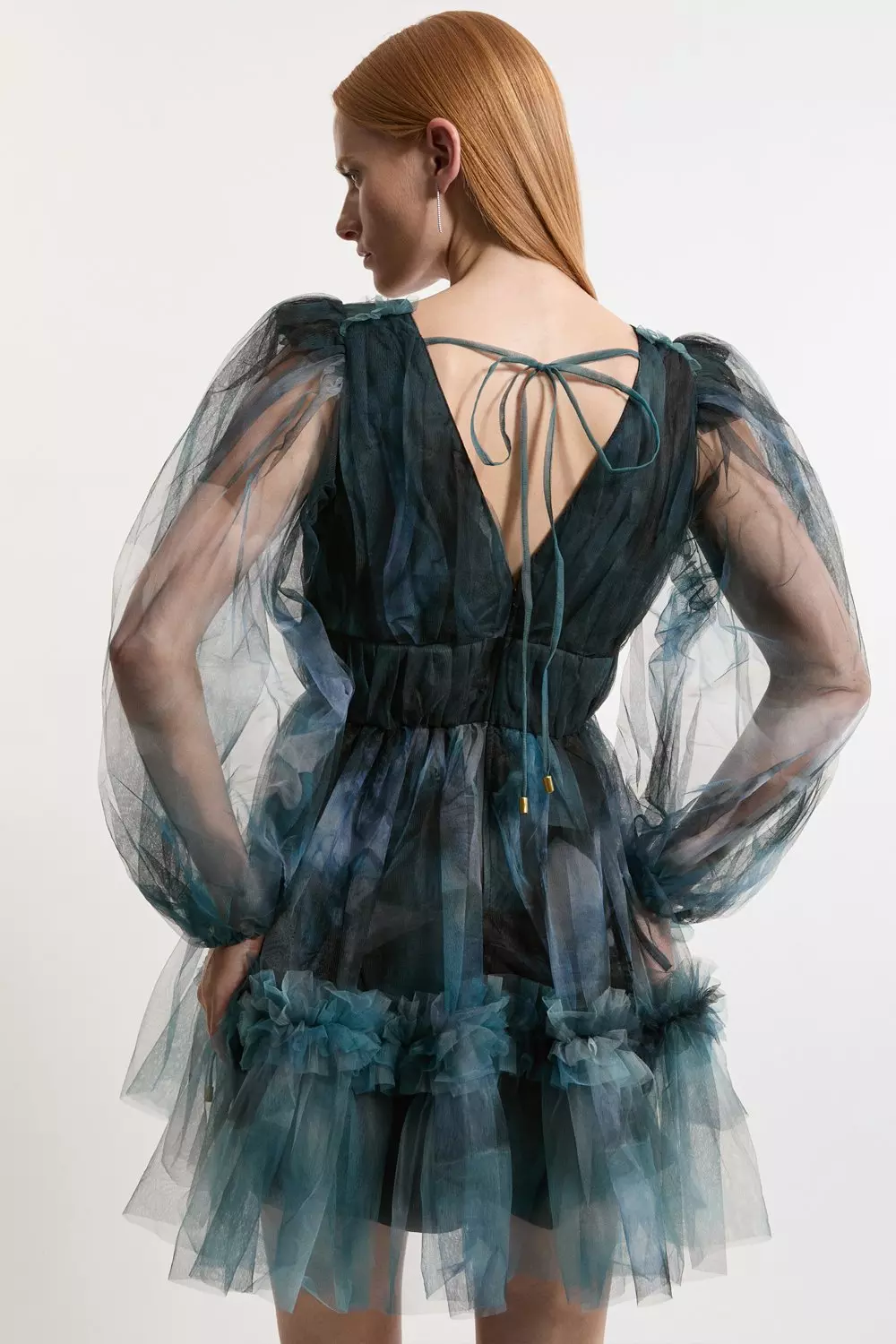 トップス mieya mieya 2WAY DREAMY OVER SK tulle Tulle Tie Straps Plunge Woven Midi Dress | Karen Millen