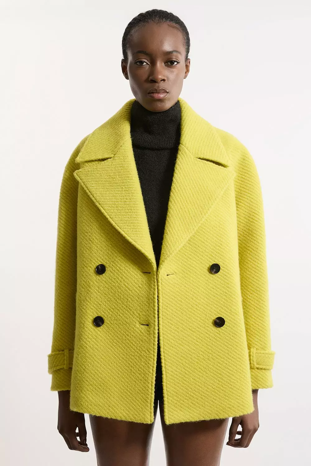 Lime Petite Textured Wool Blend Pea Coat alternative image
