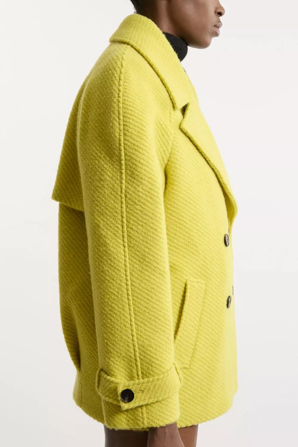 Lime Petite Textured Wool Blend Pea Coat alternative image