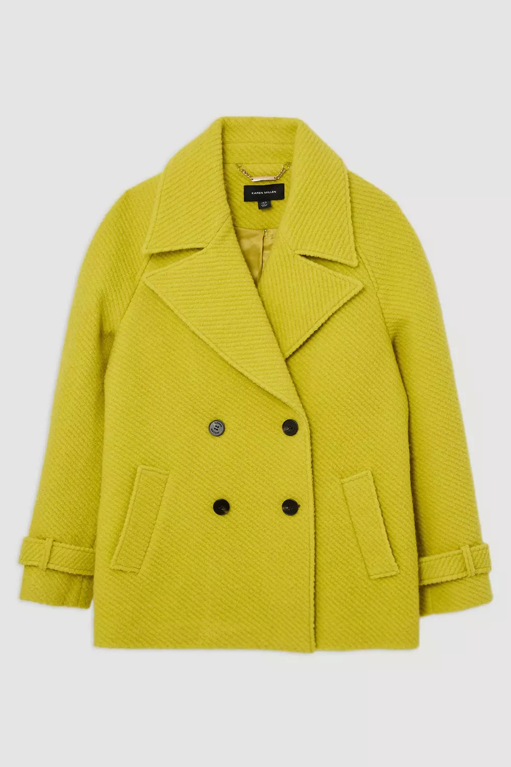 Petite Textured Wool Blend Pea Coat Karen Millen