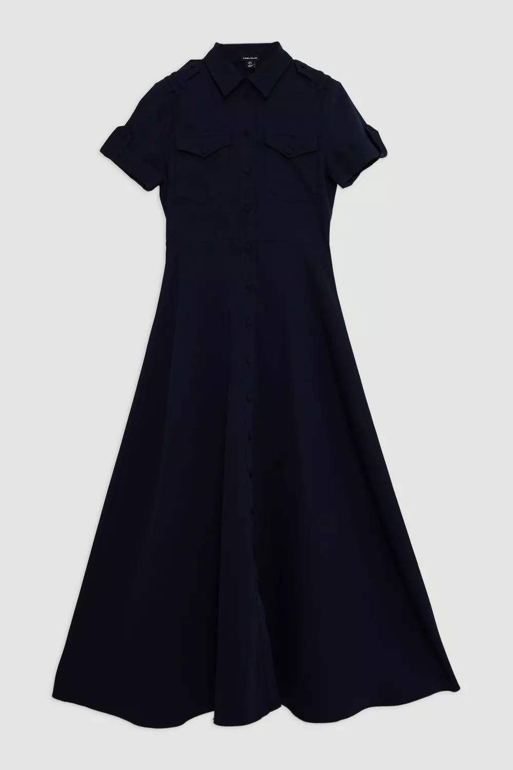 Karen Millen Womens Soft Tailored Utility Shirt Midi Dress Navy Size 4