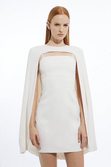 Soft Tailored Caped Mini Dress ivory