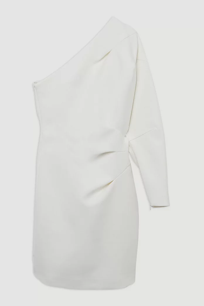Clean Tailored One Shoulder Mini Dress | Karen Millen Clean Tailored One Shoulder Mini Dress | Karen Millen