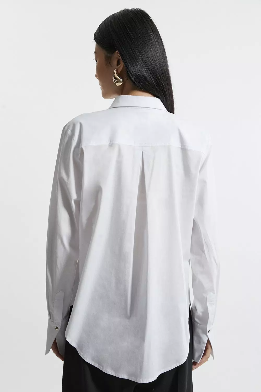 KAREN MILLEN 日本未入荷 スタリオン シルク シャツ 襟 ベルト Cotton Poplin Striped Bib Detail Woven Shirt | Karen Millen