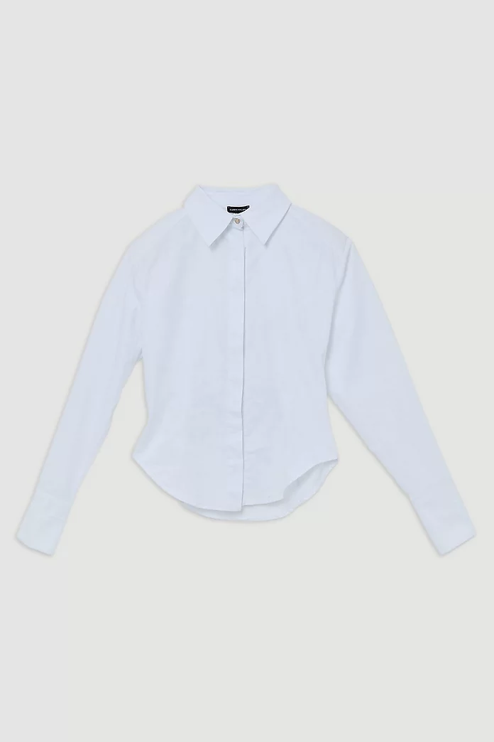 Cotton Poplin Waist Detail Woven Shirt | Karen Millen Cotton Poplin Waist Detail Woven Shirt | Karen Millen