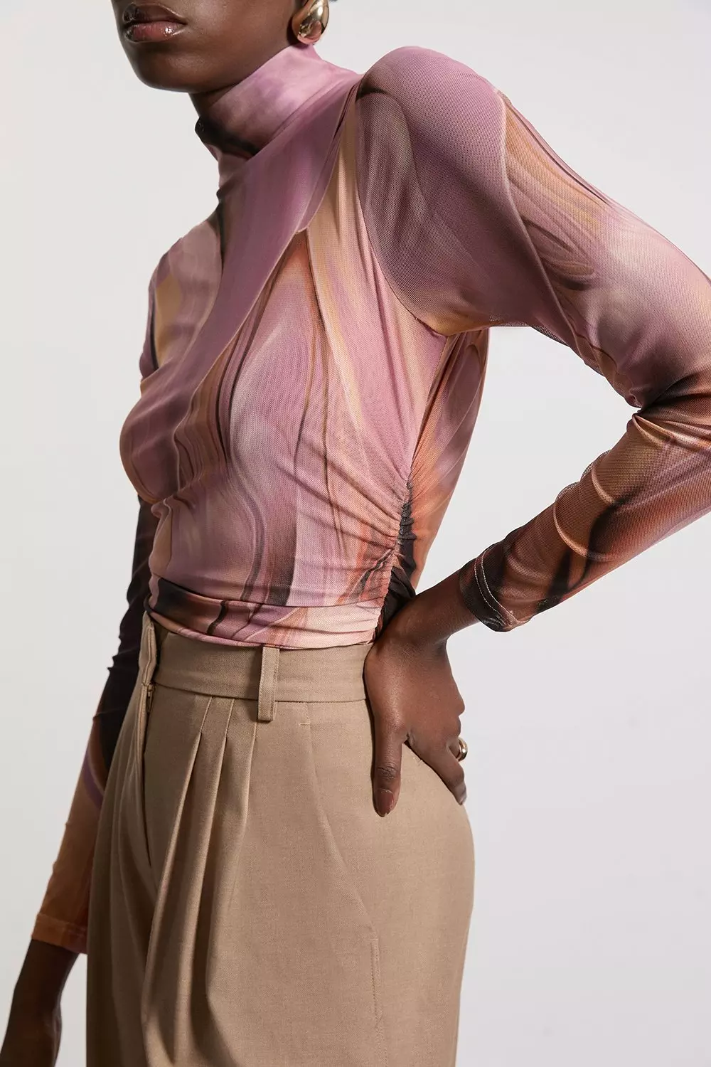 Marble Printed Mesh Bodysuit | Karen Millen
