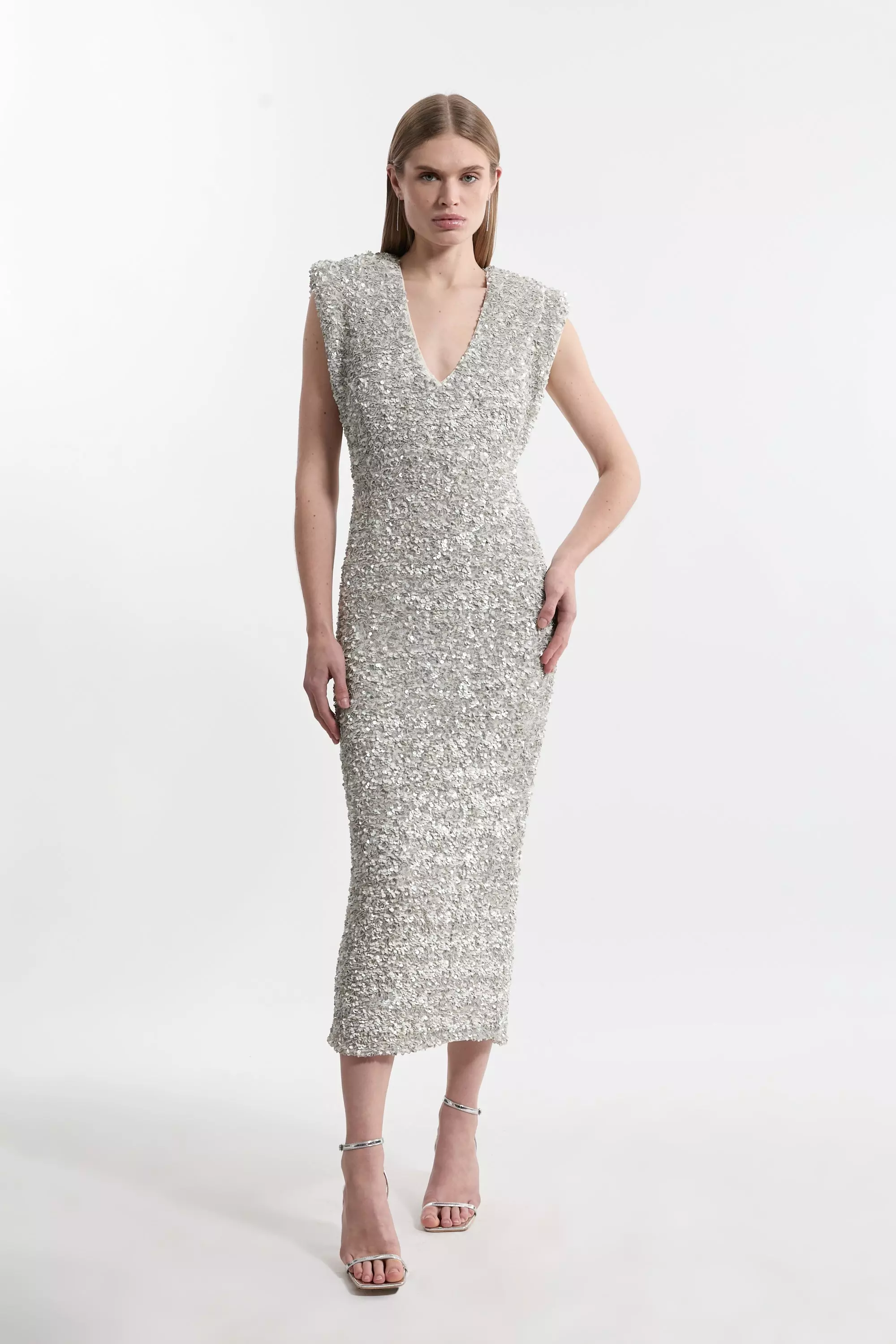 【KAREN MILLEN】Textured スパンコール ミディドレス KAREN MILLEN】Textured スパンコール ミディドレス KAREN
