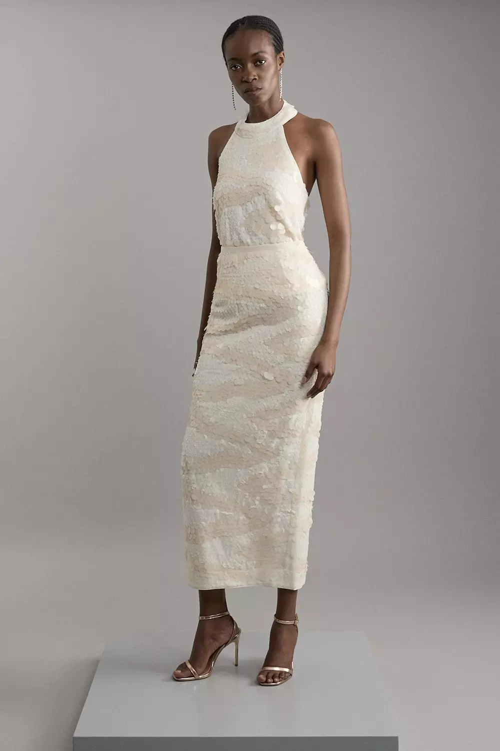 Textured Sequin Woven Pencil Skirt Karen Millen