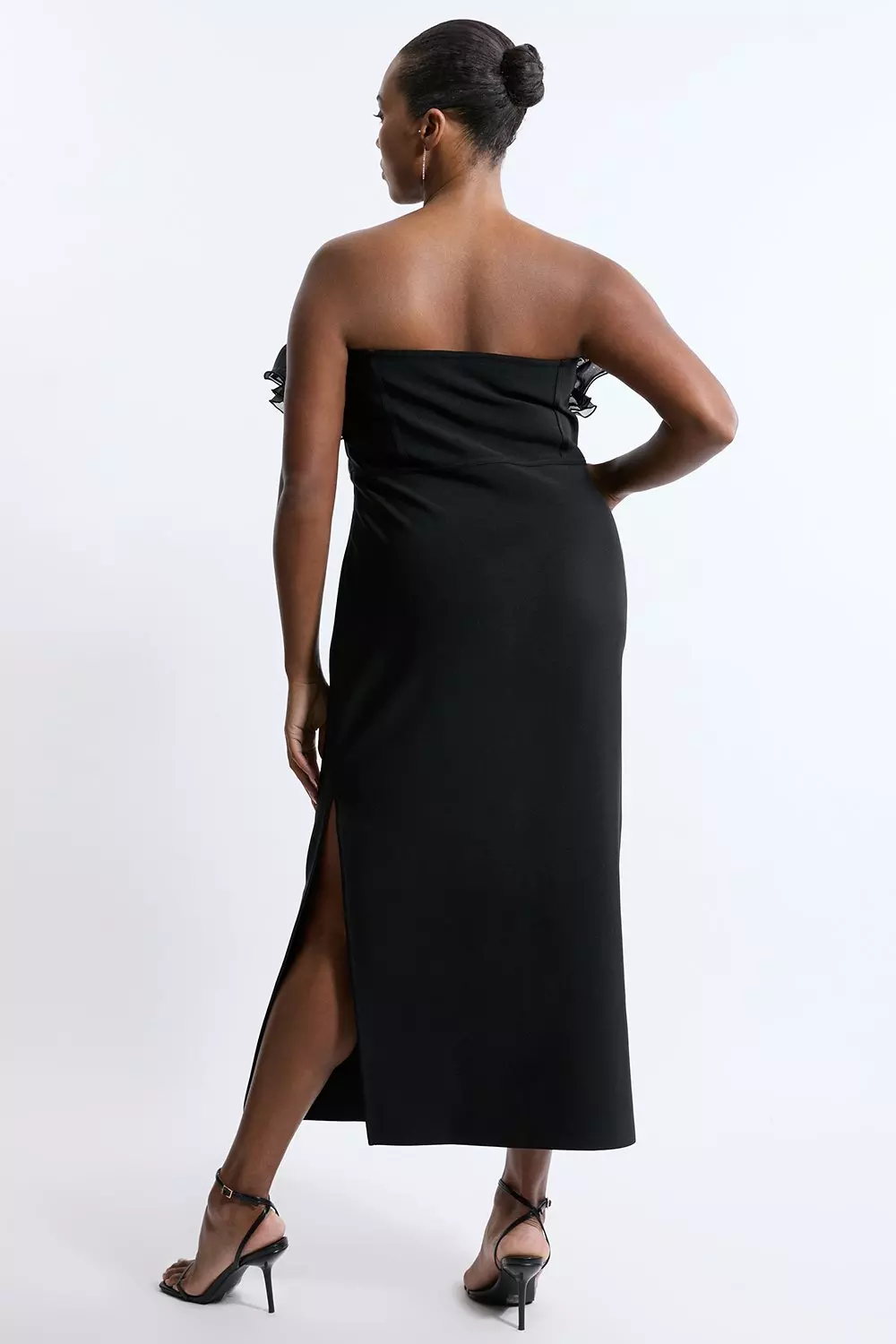 Plus Size Bandage Figure Form Tulle Frill Maxi Dress | Karen