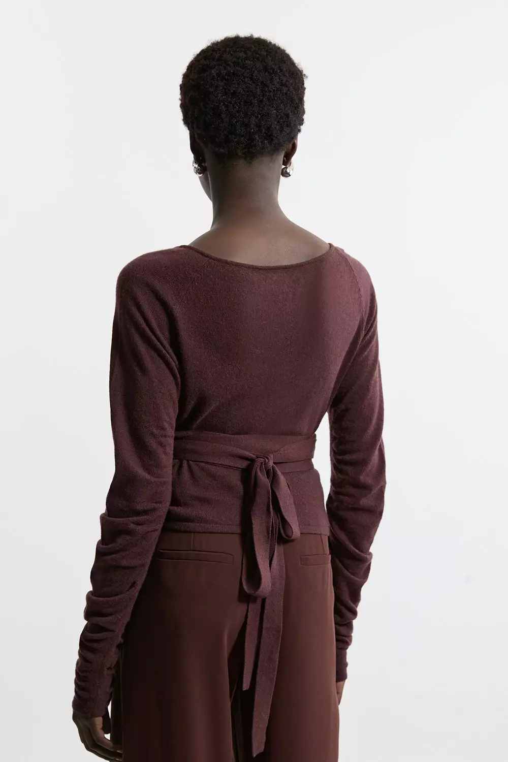 Alpaca Wool Ballet Wrap Knit Top | Karen Millen