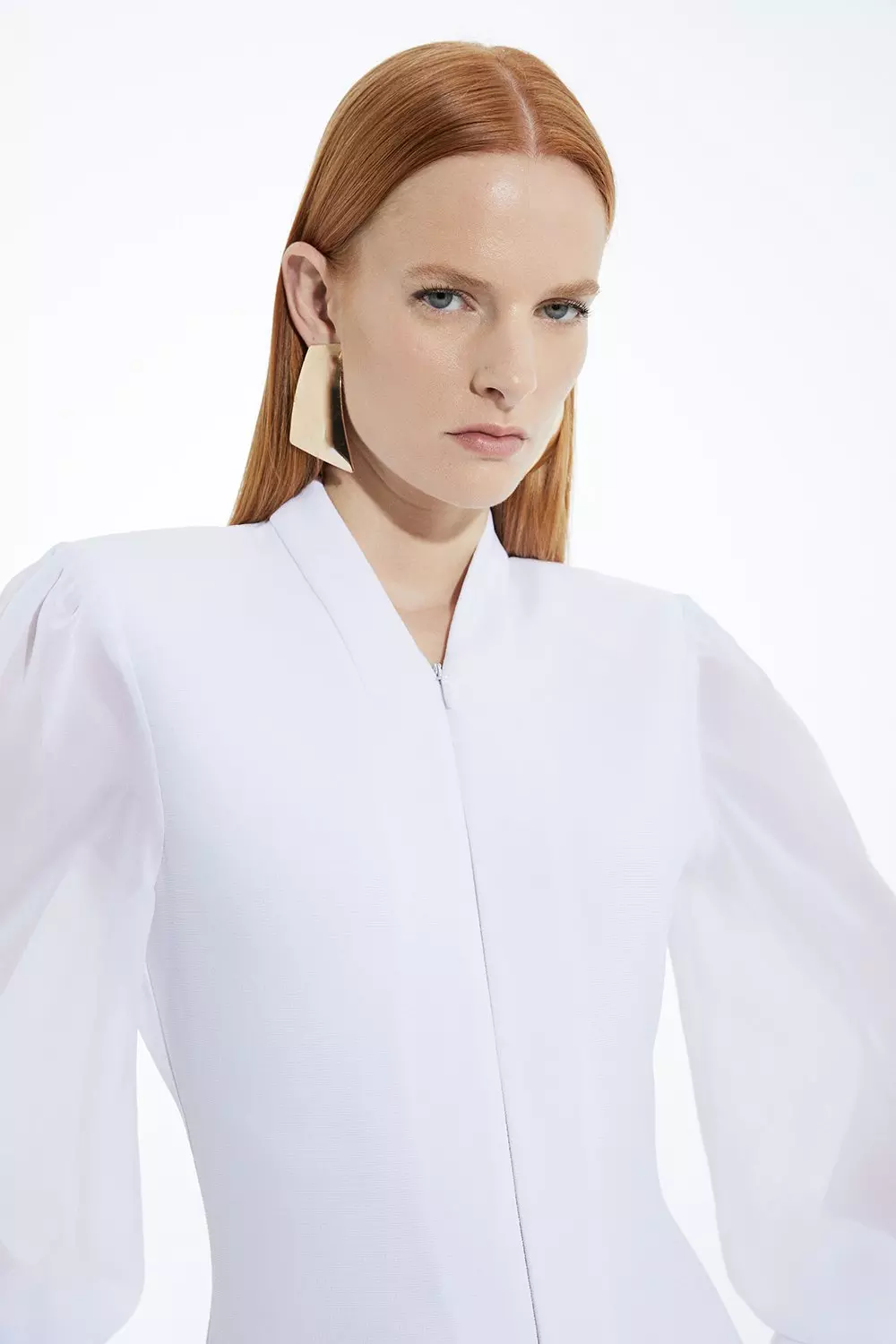 【Karen Millen】Bandage Zip Detail シフォン ニット DRESS Bandage Figure Form Zip Detail Chiffon Sleeve Knit Dress