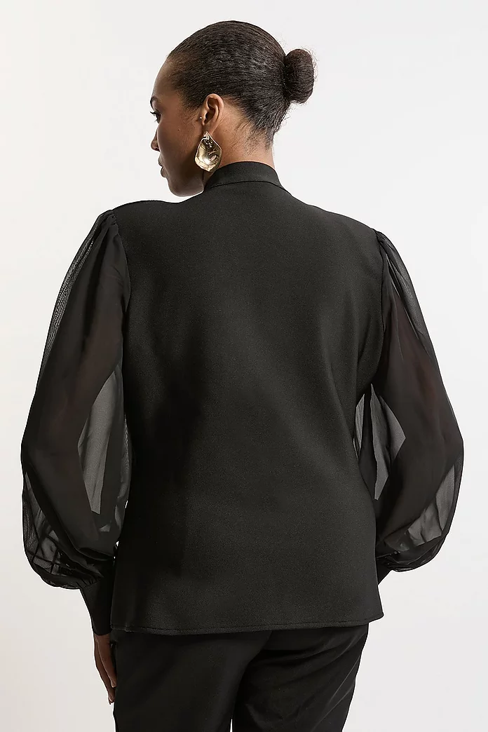 Plus Size Bandage Figure Form Zip Detail Chiffon Sleeve Knit Plus Size Bandage Figure Form Zip Detail Chiffon Sleeve Knit