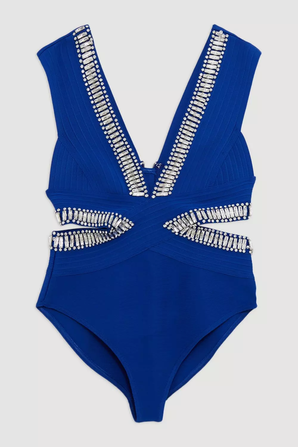【Karen Millen】ストレッチ ドレープ ラップ ワンピース Tall Bandage Embellished Trim Cut Out Swimsuit | Karen Millen