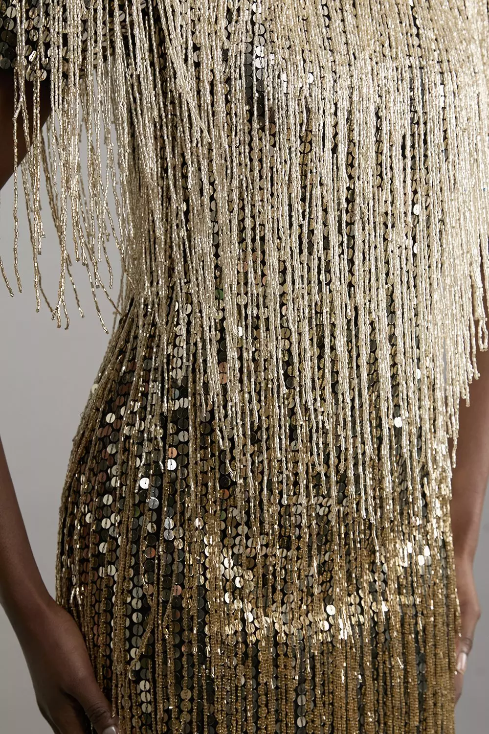 Gold Petite Embellished And Beaded Tassel Woven Maxi Dress alternative image