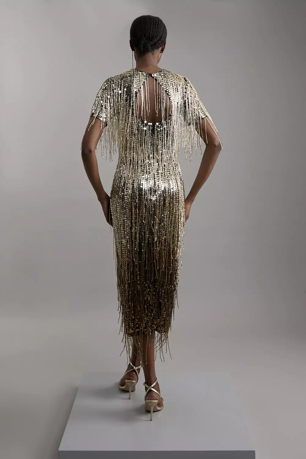 Gold Petite Embellished And Beaded Tassel Woven Maxi Dress alternative image