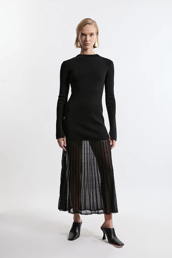 Tall Viscose Blend Knit Sheer Skirt Maxi Dress | Karen Millen Tall Viscose Blend Knit Sheer Skirt Maxi Dress | Karen Millen