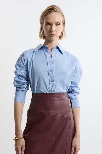 Blue Tailored Cotton Button Through Shirt