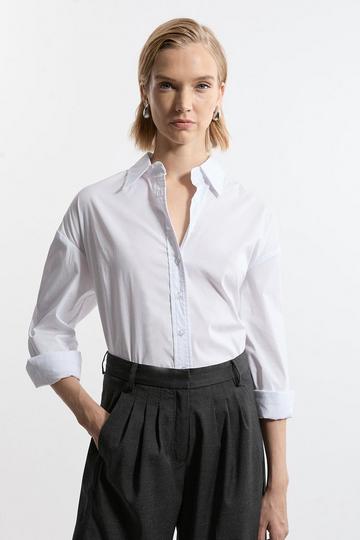 Tailored Cotton Button Through Shirt white