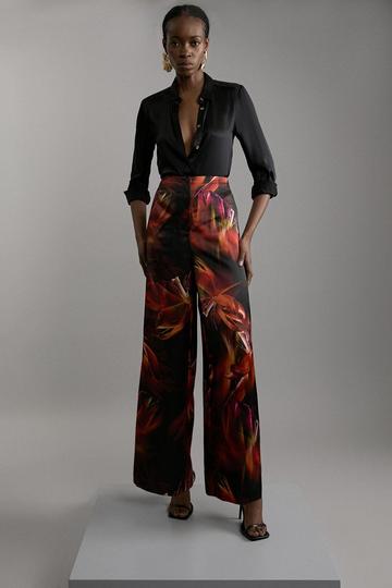 Floral Heavy Satin Woven Trouser floral