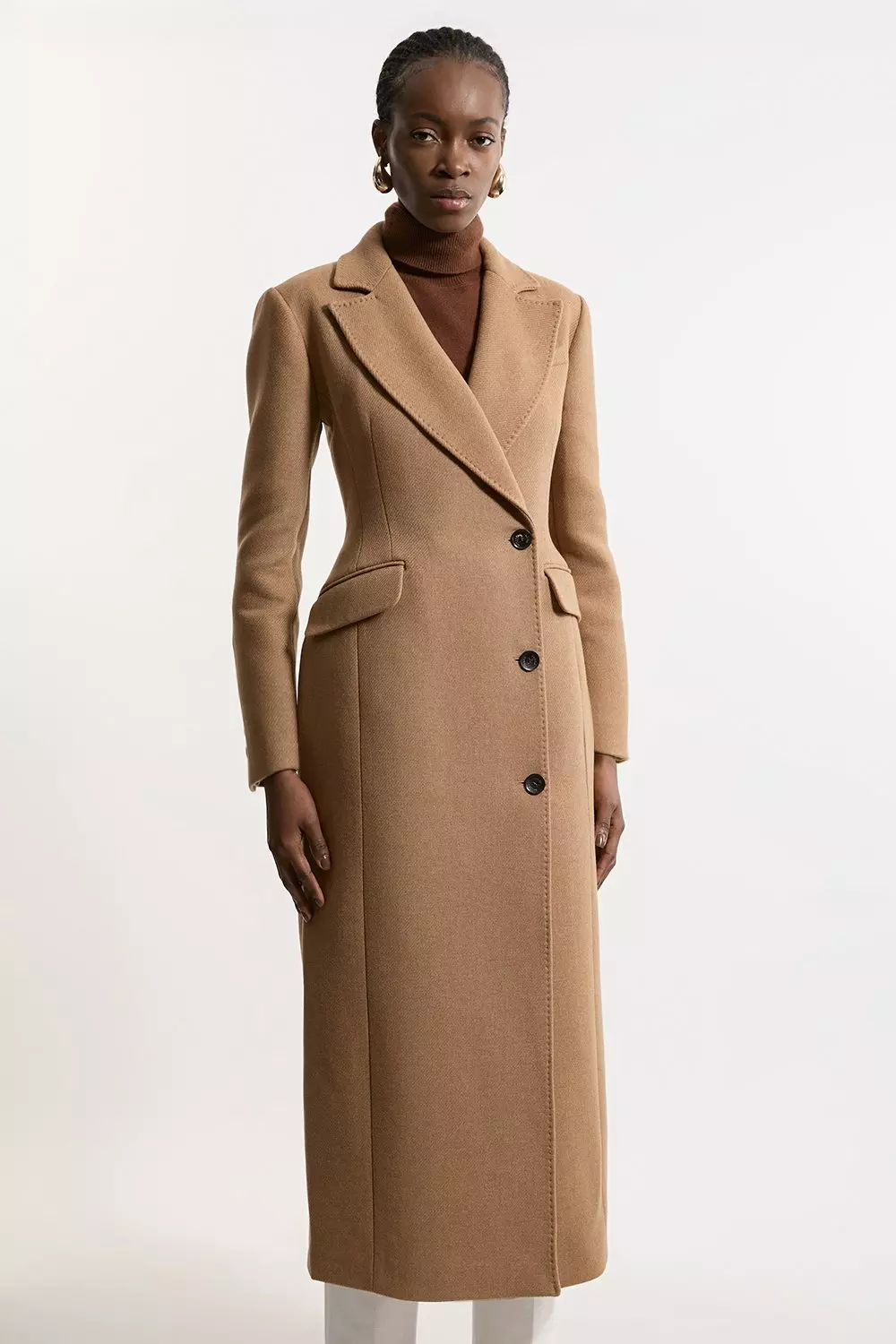 Italian Wool Tailored Fitted Maxi Coat Karen Millen