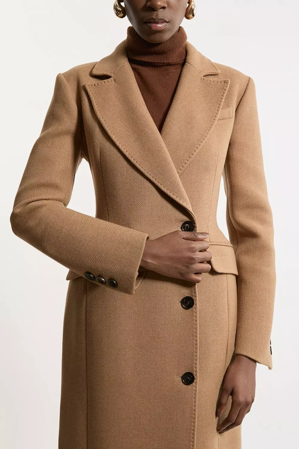 Camel fitted wool coat best sale