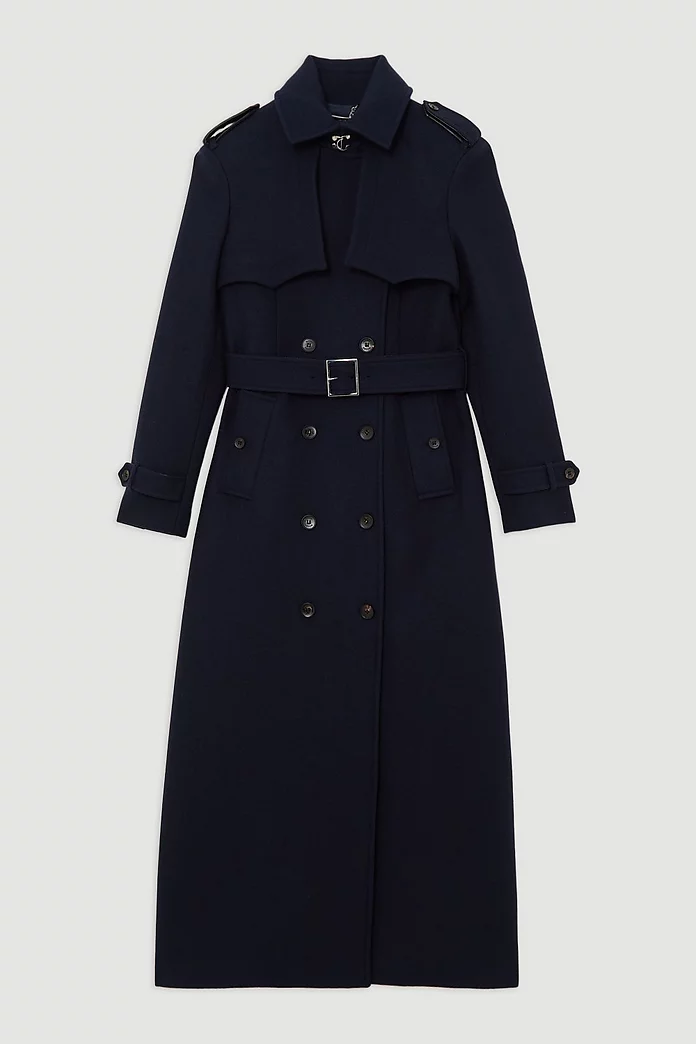 Italian Wool Tailored Belted Trench Maxi Coat | Karen Millen Italian Wool Tailored Belted Trench Maxi Coat | Karen Millen
