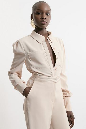 Tall Satin Back Crepe Woven Blouse champagne