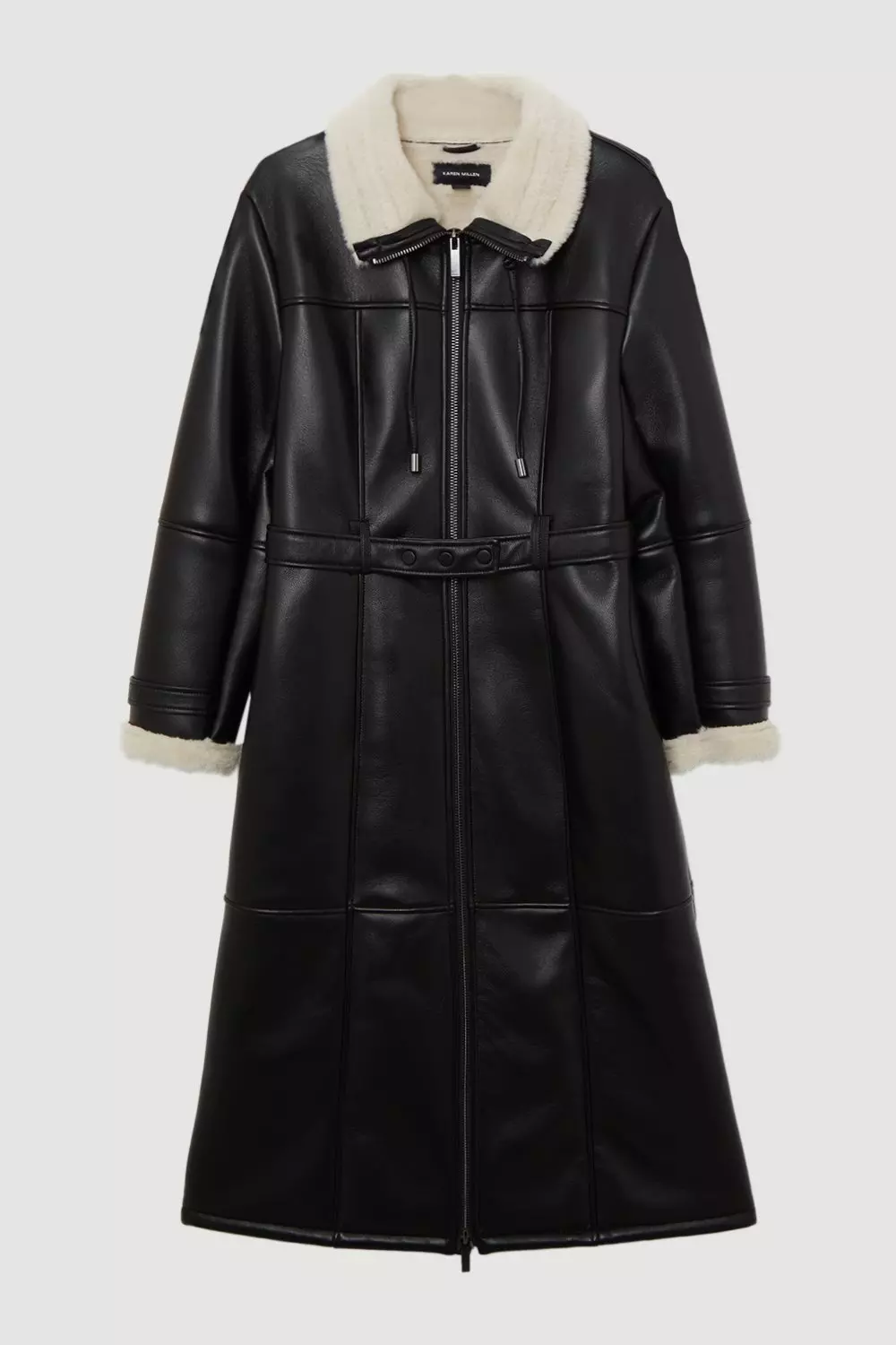Mono Faux Shearling Aviator Longline Coat  alternative image